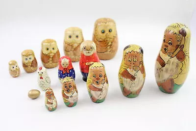 Nesting Dolls Matryoshka Collection Vintage Inc AA Owl Hand Painted X 3 • £7.50