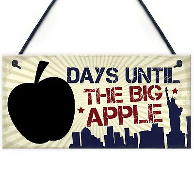 Chalkboard Holiday Countdown Days Until New York Big Apple America Plaque Sign • £3.99