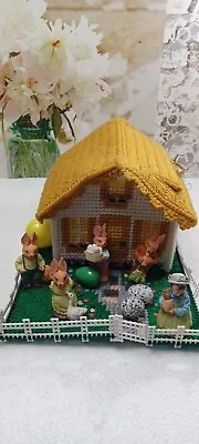 House Vintage Handmade Plastic Canvas Easter Rabbit House With Music Needlepoint • $193.21