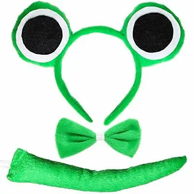 $14.75 • Buy Skeleteen Frog Costume Accessories Set - Plush Green Frog Eyes Headband Bowti...