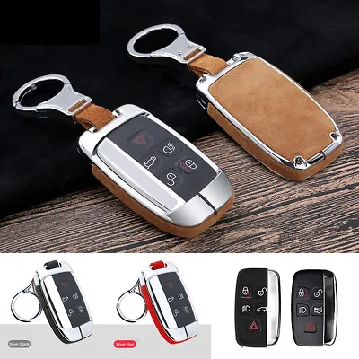 Suede+Metal Car Key Fob Cover Case For Land Rover Range Rover Jaguar Accessories • $41.31