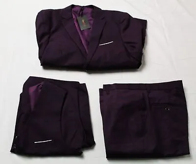 Cloudstyle Men's 3-Piece Jacket Vest Pants Suit Set AH4 Purple Large NWT • $39.99