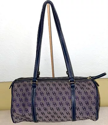 Dooney & Bourke Vintage Monogram Barrel Baguette Navy/Dark Purple GUC • $45