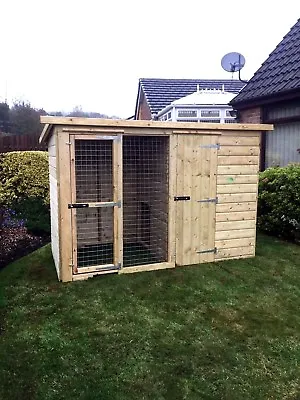 Dog Kennel And Run 8x4 Pressure Treated T&G - 5ft 6  Tall - 10 Year Anti Rot • £652.67