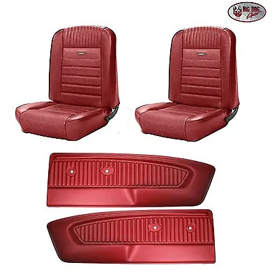 PONY Seat Upholstery F/R - 1964 - 1966 Ford Mustang + Pony Door Panels - Dk Red • $1360.10
