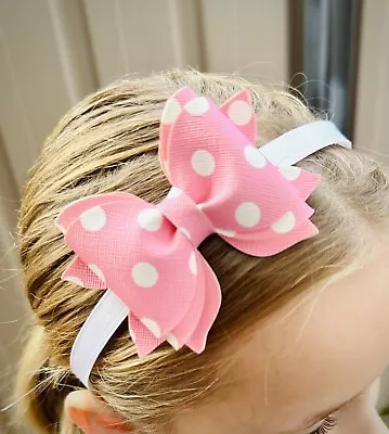$12.74 • Buy Pink Polkadot Headband Kids, Child, Birthday, School, Party, Pretty Hair
