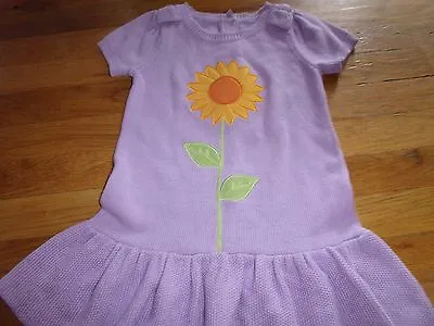 Gymboree Size 3 3t Years Knit Dress Mint Sunflower Smiles Euc Summer Fall Bts • $12.99