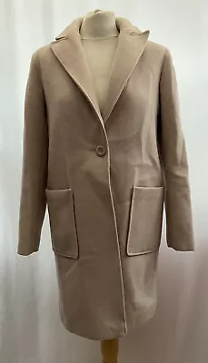 Miss Selfridge Coat Size 10 Petites Pale Pink Mid Leng Collar Long Sleeve Womens • £15.99