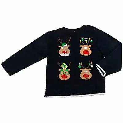 Baby Toddler Unisex Christmas Jumper Sweater Xmas Novelty Reindeer Navy • £9.50