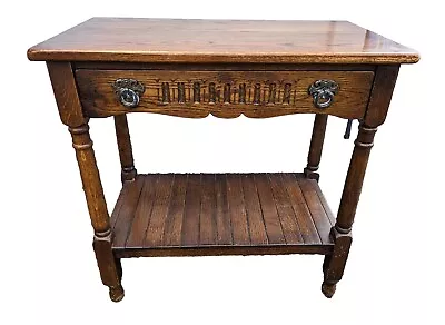 Vintage Jaycee Dark Oak Hall / Console Table Shelf & Drawer - Old Charm VGC • £119.99