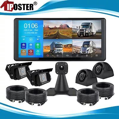 10.36  IPS Quad Monitor DVR 4 Backup Camera Multi Media For Truck Trailer RV Bus • $228.75