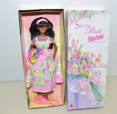 BARBIE SPRING PETALS Doll African American 1996 Mattel Vintage Nice 100% Box • $12.99
