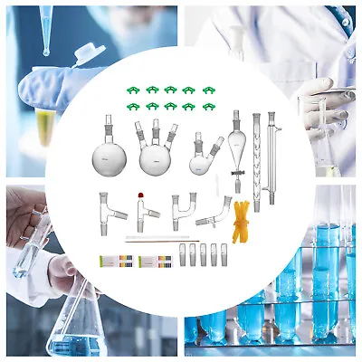 29pcs 24/40 Organic Chemistry Lab Glassware Glass Kit Distillation Equipment Set • $83.65