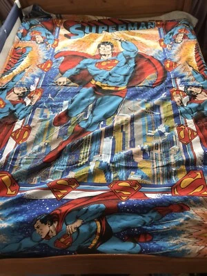 £40 • Buy Vintage Superman Bed Spread Sheet Wardel Fabrics Material Rare DC Comics 80’s