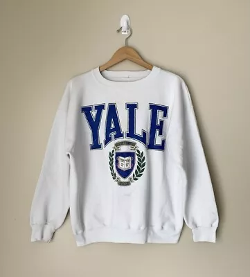 Vintage Yale University Crew Neck Sweatshirt Men's Size Large/XL White Pullover • $29.99