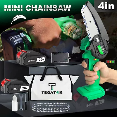 Tegatok 4  Mini Handheld Electric Chainsaw Cordless Chain Saw 550W Battery Power • $39.99