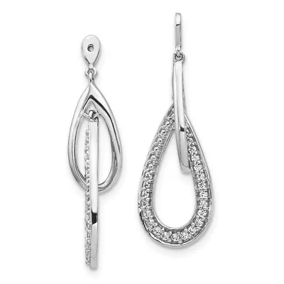 $482.74 • Buy 14k White Gold Double Teardrop Dangle Diamond Earring Jackets