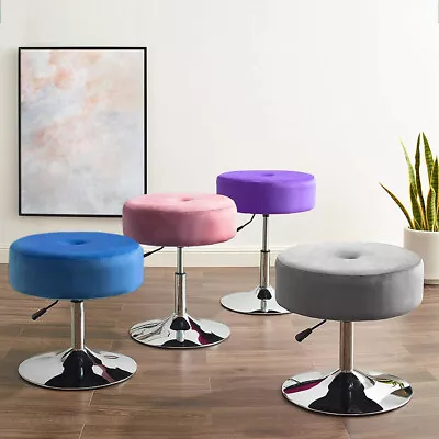 Swivel Dressing Table Stool Chair Velvet Makeup Padded Bedroom Adjustable Height • £39.95