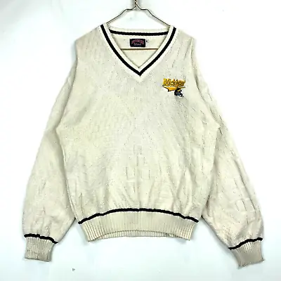 Vintage Michigan Wolverines Nutmeg Knit Sweater Size Medium Made In Usa • $33.99