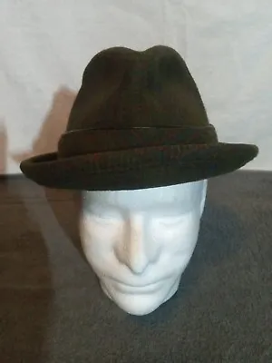 Vintage Knox Quality Genuine Green Plaid 100% Wool  Fedora Hat 7 1/4 • $12