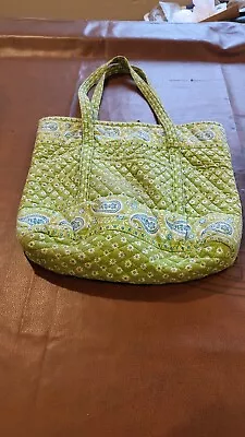 Vera Bradley  LARGE SHIPPING Tote Green/Blue Paisley 15  X 15   VILLAGER BAG • $7.95