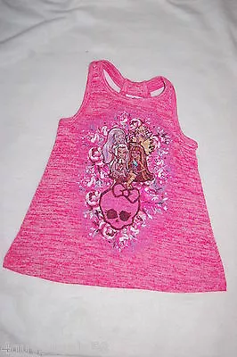 Girls Tank Top PINK MONSTER HIGH RACERBACK SWEATER Loose Fit Flared XS 4-5 • $16