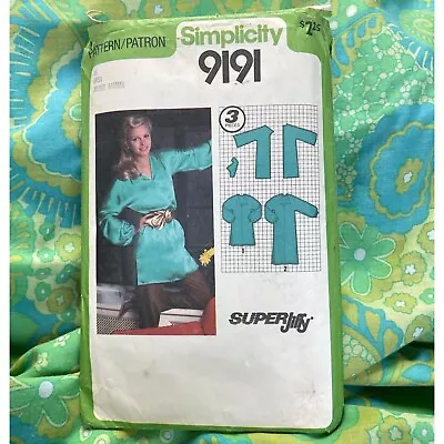 Vintage 1979 Sewing Pattern Simplicity 9191 Dress Tunic Miss Size 16 • $10