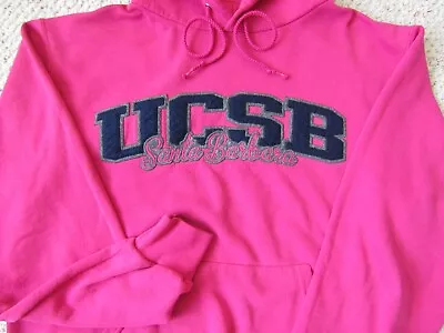 RARE UCSB Santa Barbara GAUCHOS Pink Hoodie Stitched Patches Women S CHAMPION • $34.99