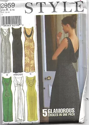 Style #2959 MISSES'  DRESS FORMAL GOWN Uncut Sewing Pattern Size 6-16 • $8