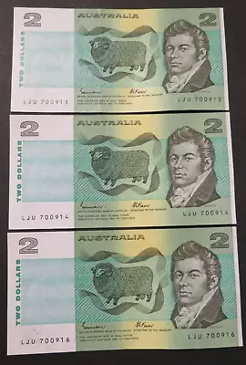 1982 Consecutive R89 $2 Two Dollar Johnston Fraser Paper Australia Note Banknote • $24.95