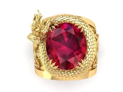 Lab-Created Ruby 2Ct Oval Men's Antique Engagement Ring 14K Yellow Gold Plated • $289.97
