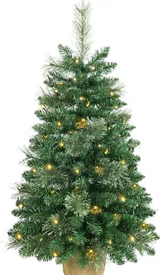3ft Pre-lit Mini Christmas TreeArtificial Pine 121 PVC Branches Tips With 11... • $15