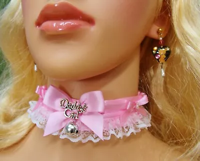Any Size Choker Pink Lace Sissy BDSM DDLG Kitten Lolita Daddy's Girl Locking • $34.95