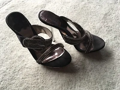 Glitzy Ladies Sandals By Unze Of London Silver Diamanté Size 4 (small 4) • £8