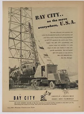 1946 Bay City Shovel Of Bay City Michigan Ad: CraneMobile For Hupp Crane Service • $17.76