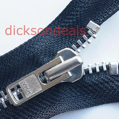 YKK Metal Open End Ended Zip Heavy Duty 1 Way No 8 Weight - Black - 14  To 30   • £5.45