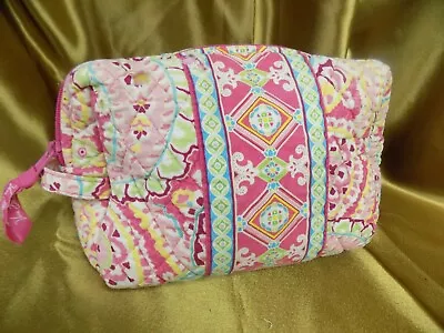 Vera Bradley Small Makeup Bag 9  X 7  Green Pink Mauve Priced Low • $7.99