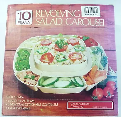 10 Piece Plastic Revolving Salad Carousel Salad Bar Complete Boxed ((63) • £11.99