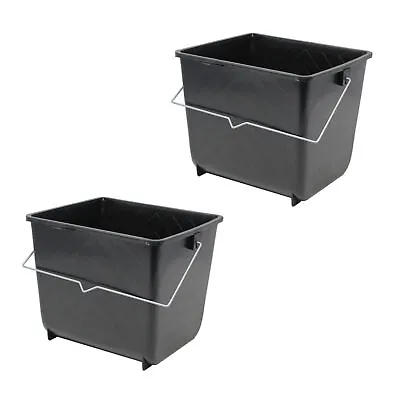 £6.95 • Buy 2 Pcs 5 Litres Black Paint Ribbed Scuttle Metal Handle Rollers Plastic Bucket