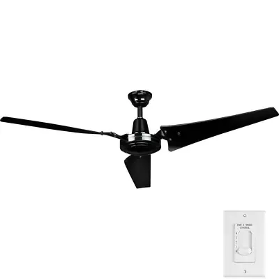 Industrial Ceiling Fan Commercial Outdoor Indoor 60  With Remote Control Black • $126.44