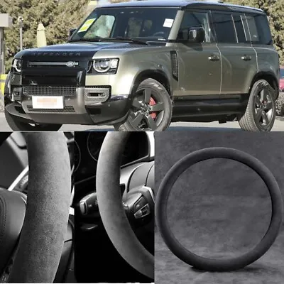 For Land Rover Defender Size M 15  Car Steering Wheel Cover Black Alcantara • $65.99