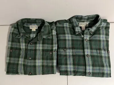 LOT OF 2 🥶 Duluth Trading Shirt Mens Large L Plaid Flannel Button Up 🥶 • $34.95