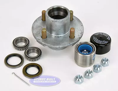 Trailer GALVANIZED Hub 4 Lug 1 1/16  Bearings 2000lbs Kit With Trailer Buddy • $68.29