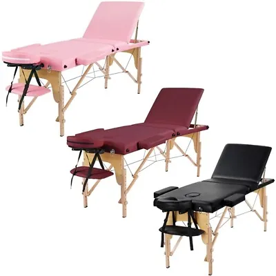 Portable Massage Table 3 Fold Adjustable Facial Spa Bed Beauty Tattoo Bed Used • $69.99
