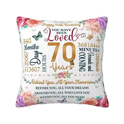 70th Birthday Gifts For Women Pillow Cover Gifts For 70th Birthday Pillowcase... • £35.07