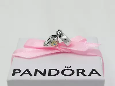 A32. Pandora 14k & Sterling Silver Baby Boy Bootie Dangle Charm S925 ALE • £10