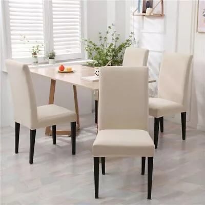 1/2/4/6Pcs Solid Color Chair Cover Elastic Slipcover Chair Cover For Dining Room • $7.81