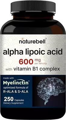 NatureBell Alpha Lipoic Acid 600Mg Vitamin B1 Complex Myelinctin R-ALA & S-ALA • $31.64