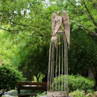 Outdoor Antiqued Metal Garden Angel 32  Height  • $78.99