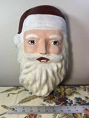 Vintage Christmas Paper Mache Santa Face Head Wall Hanging Display Large • $89